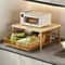 Modern Kitchen Microwave Storage Rack Solid Wood Metal Countertop Organizer Shelf 2