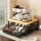 Modern Kitchen Microwave Storage Rack Solid Wood Metal Countertop Organizer Shelf 4