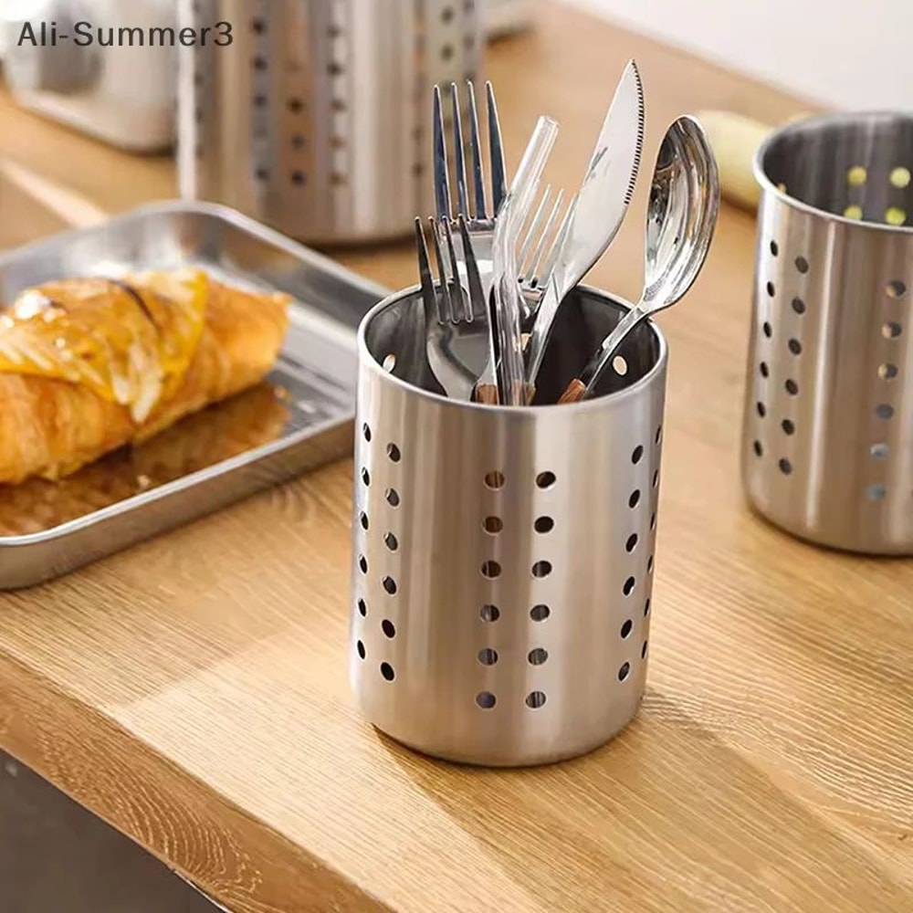 Stainless Steel Cutlery Holder Drainage Utensil Organizer For Spoons Forks Chopsticks 2