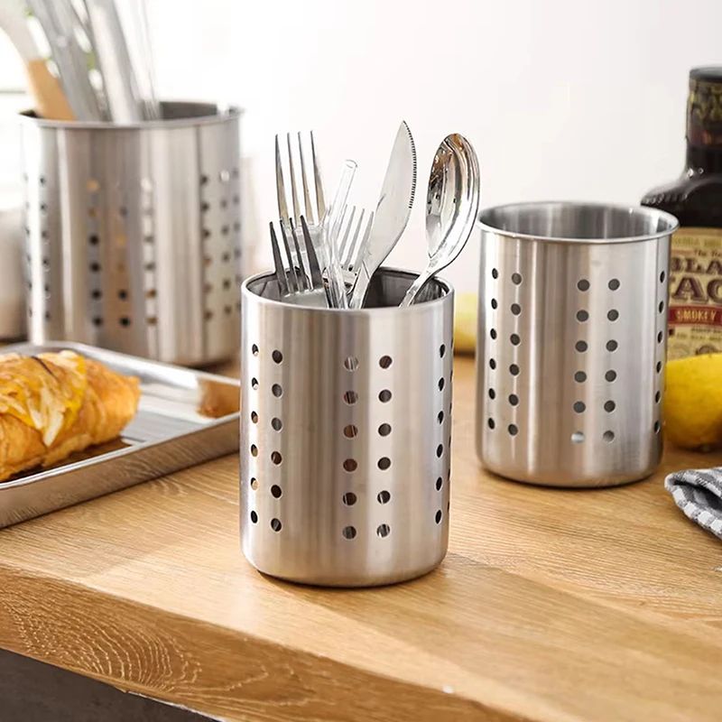 Stainless Steel Cutlery Holder Drainage Utensil Organizer For Spoons Forks Chopsticks 0