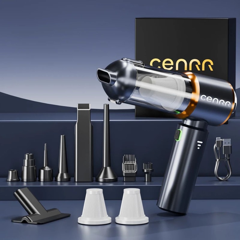 CENRR Mini Cordless Car Vacuum Cleaner 998000PA Portable Handheld Blower Wireless Dust Cleaner 11