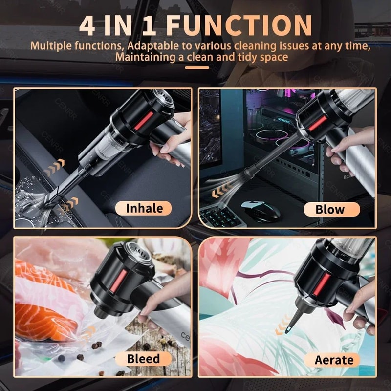 CENRR 998000PA Cordless Car Vacuum Cleaner Portable Handheld Wireless Dust Blower Mini Cleaner 4