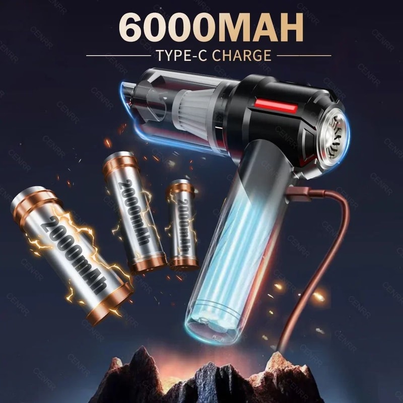 CENRR 998000PA Cordless Car Vacuum Cleaner Portable Handheld Wireless Dust Blower Mini Cleaner 5