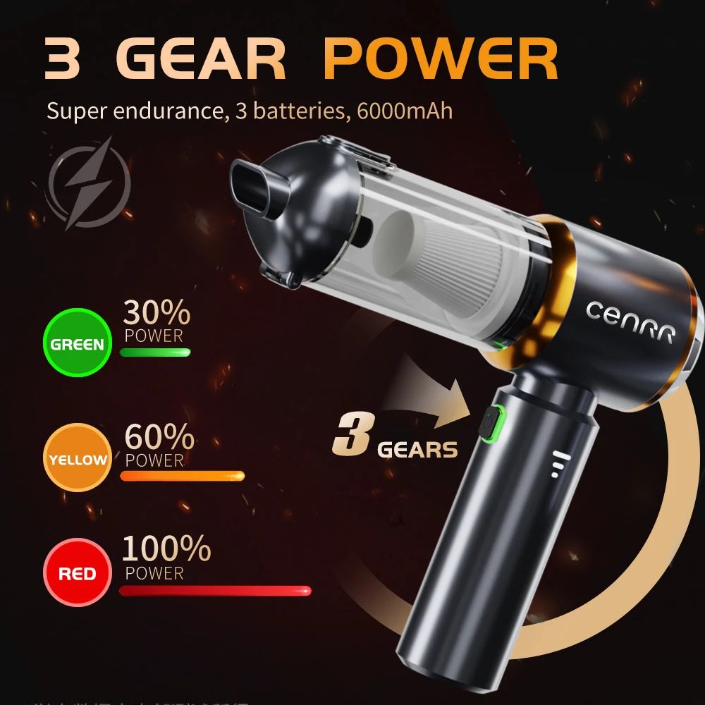 CENRR 2025 Mini Cordless Car Vacuum Cleaner 998000PA Portable Handheld Blower Wireless Dust Clean