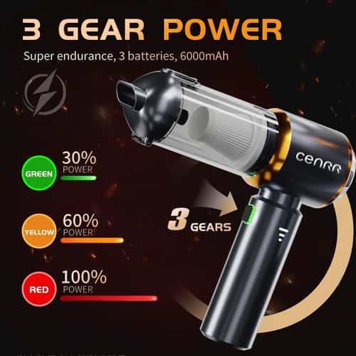 CENRR 2025 Mini Cordless Car Vacuum Cleaner – 998000PA Portable Handheld Blower & Wireless Dust Cleaner