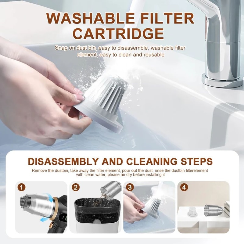 BELIBUY 2in1 Cordless Car Vacuum Cleaner Blower Portable HighSuction Dust Cleaner 3