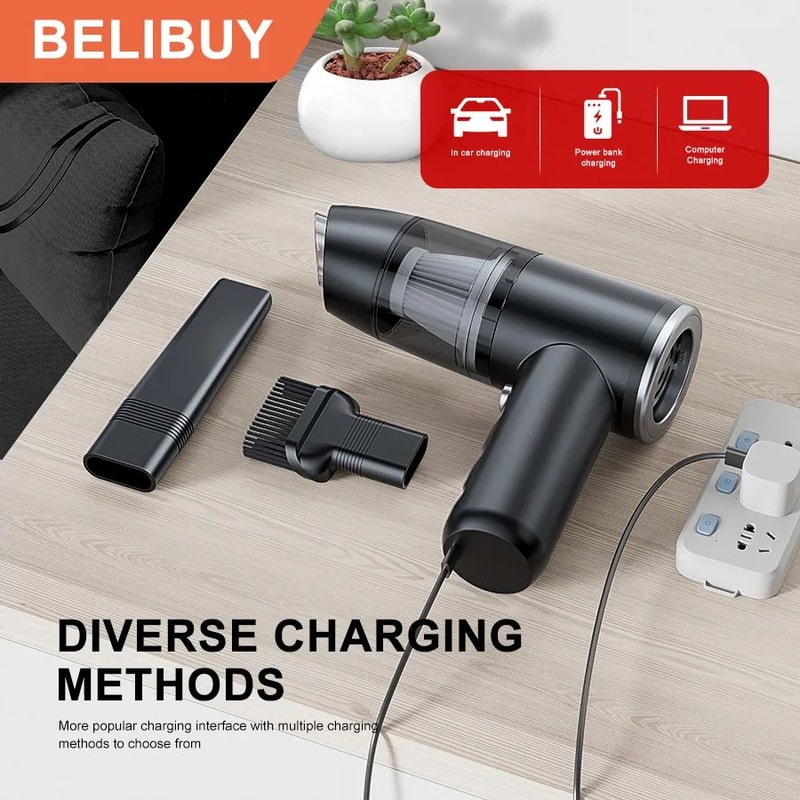 BELIBUY Portable Wireless Car Vacuum Cleaner HighPower Mini Carpet Home Cleaner 1