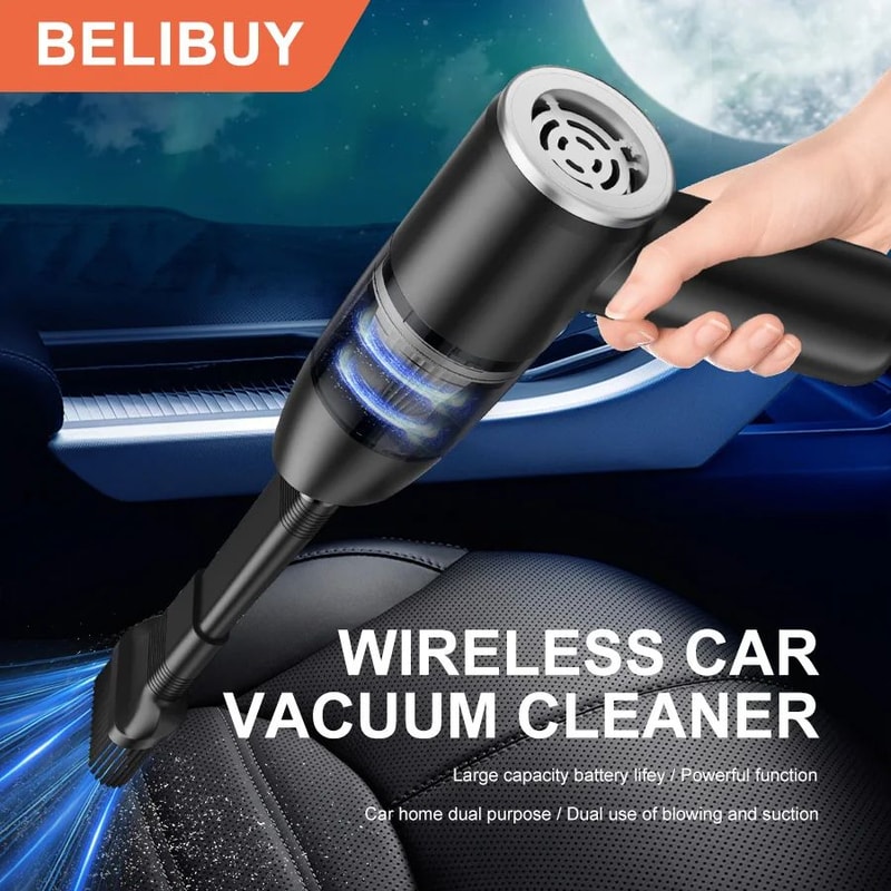 BELIBUY Portable Wireless Car Vacuum Cleaner HighPower Mini Carpet Home Cleaner 2