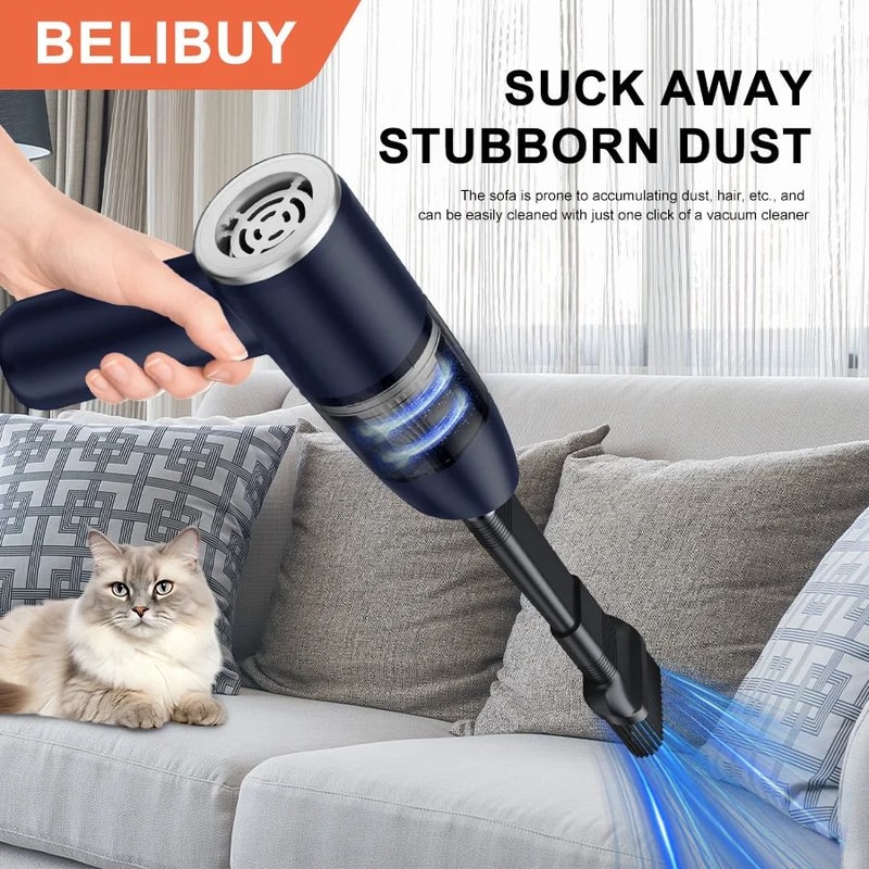 BELIBUY Portable Wireless Car Vacuum Cleaner HighPower Mini Carpet Home Cleaner 4