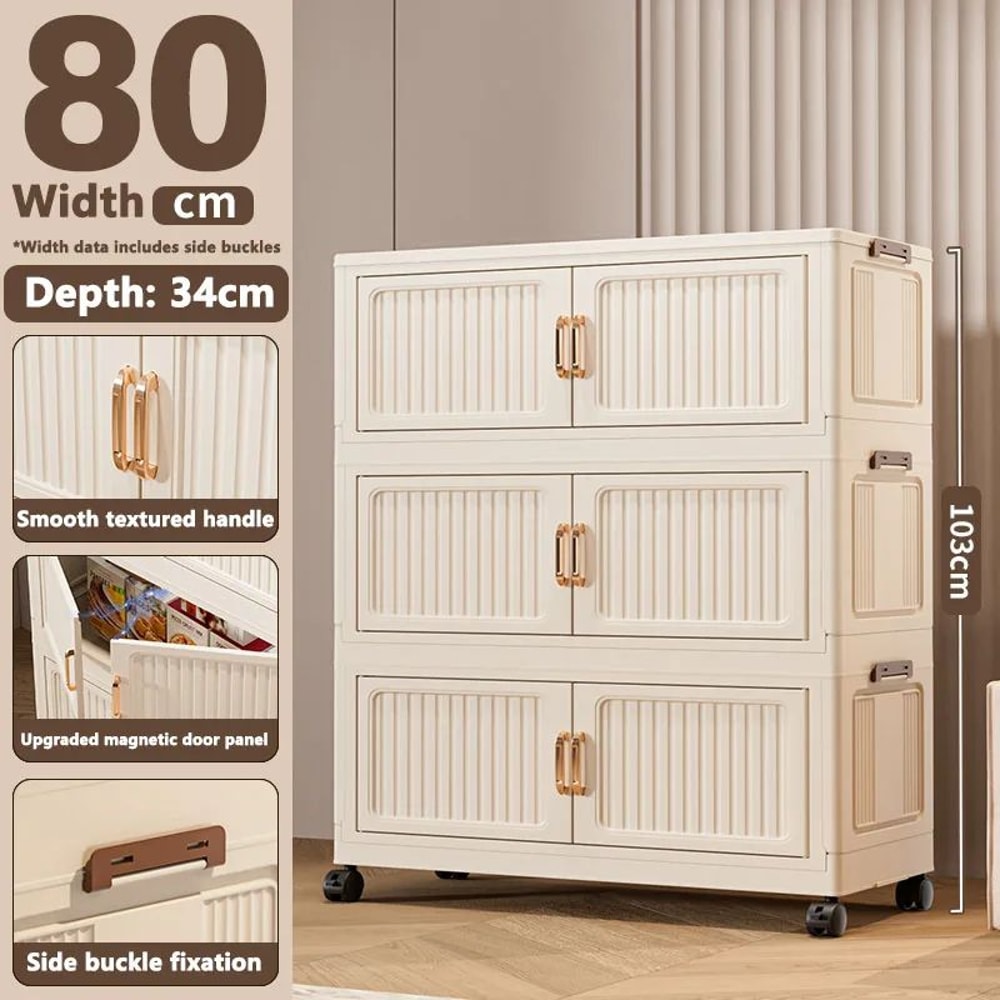 Multifunction Folding Storage Cabinet Large Capacity Dustproof Wardrobe Organizer 21