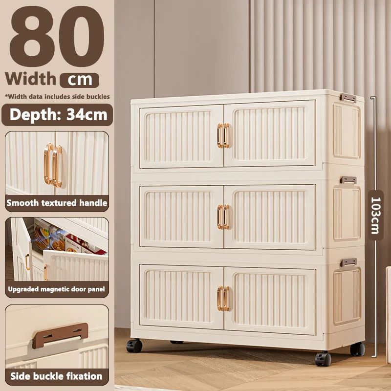 Multifunction Folding Storage Cabinet Large Capacity Dustproof Wardrobe Organizer 21
