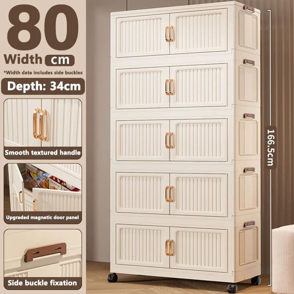 Multifunction Folding Storage Cabinet Large Capacity Dustproof Wardrobe Organizer 22