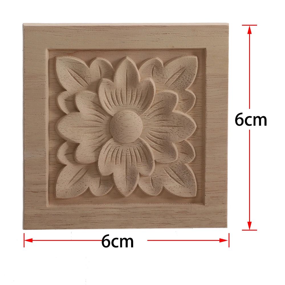Elegant Rose Wood Carving Applique Set 2pcs European Floral Cabinet Furniture Decor Trim 15