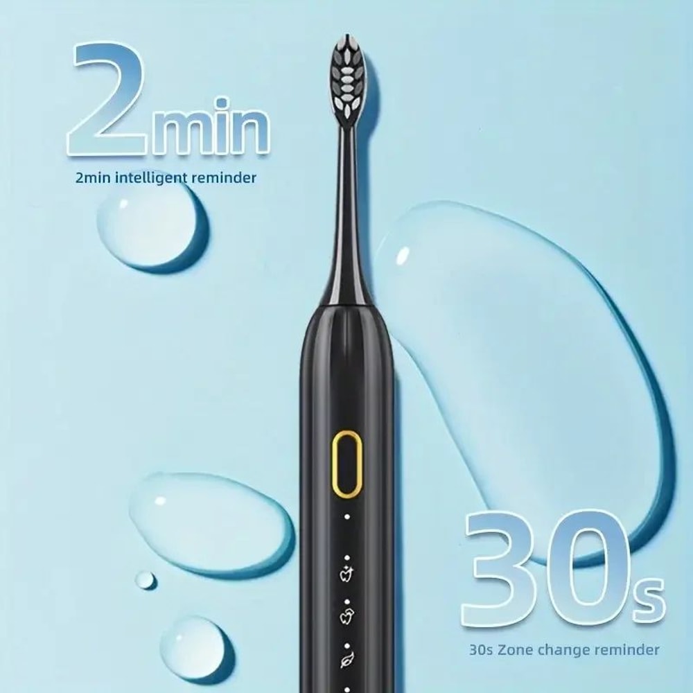 Rechargeable Electric Toothbrush Waterproof Sonic Rotary Teeth Cleaning Brush With 10 Replacement