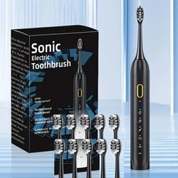 rechargeable electric toothbrush – waterproof sonic rotary teeth cleaning brush with 10 replacement heads