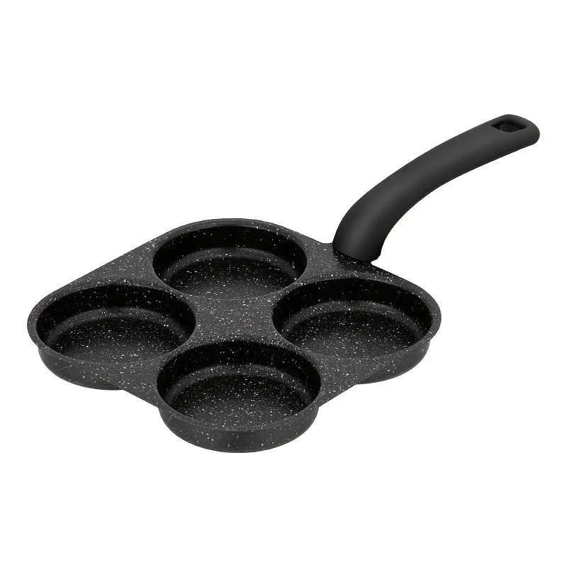 NonStick Four Hole Omelette Frying Pan Medical Stone Egg Burger Breakfast Cooker 1