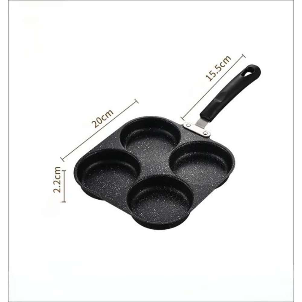 NonStick Four Hole Omelette Frying Pan Medical Stone Egg Burger Breakfast Cooker 7
