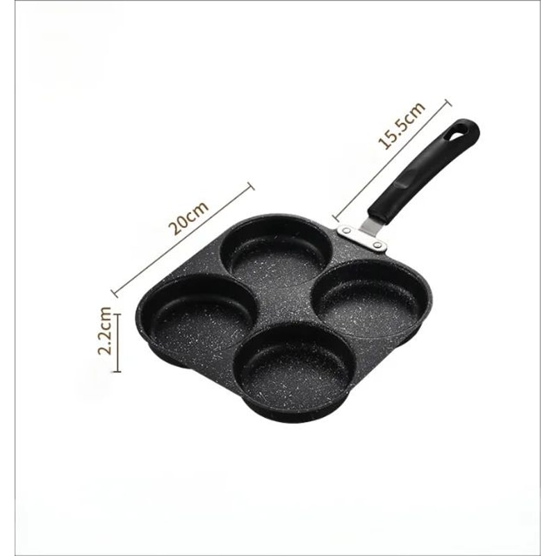 NonStick Four Hole Omelette Frying Pan Medical Stone Egg Burger Breakfast Cooker 7