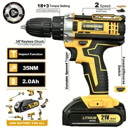 20v cordless electric power drill kit – rechargeable home repair & diy tool set
