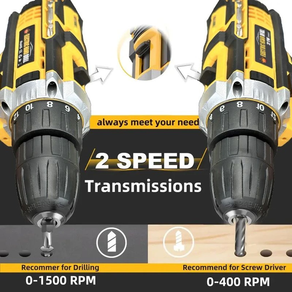 20V Cordless Electric Power Drill Kit Rechargeable Home Repair DIY Tool Set 4