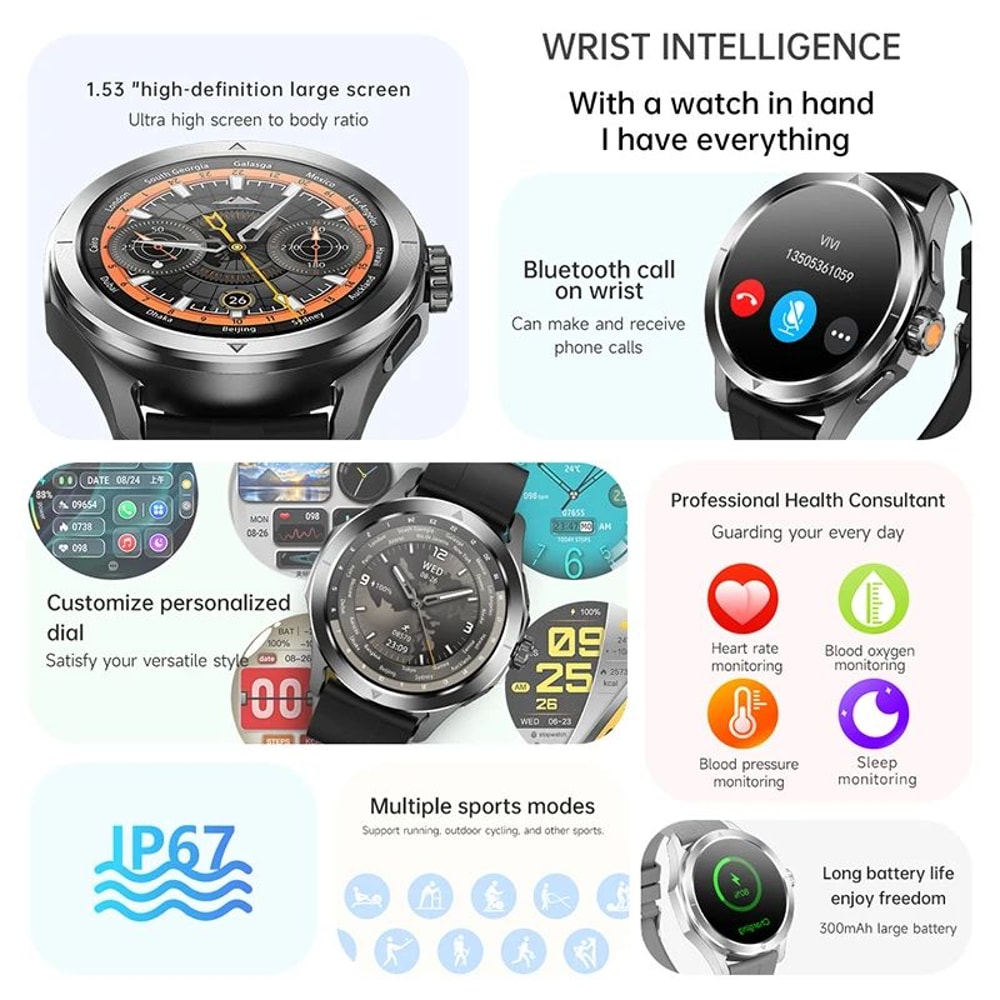S4 Ultra Smart Watch AMOLED Bluetooth Call Fitness Tracker With NFC Health Monitor 4
