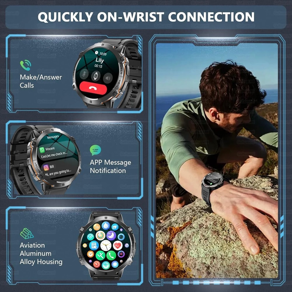 TRex 3 Military Smart Watch GPS AMOLED Bluetooth Call Sports Fitness Tracker 3