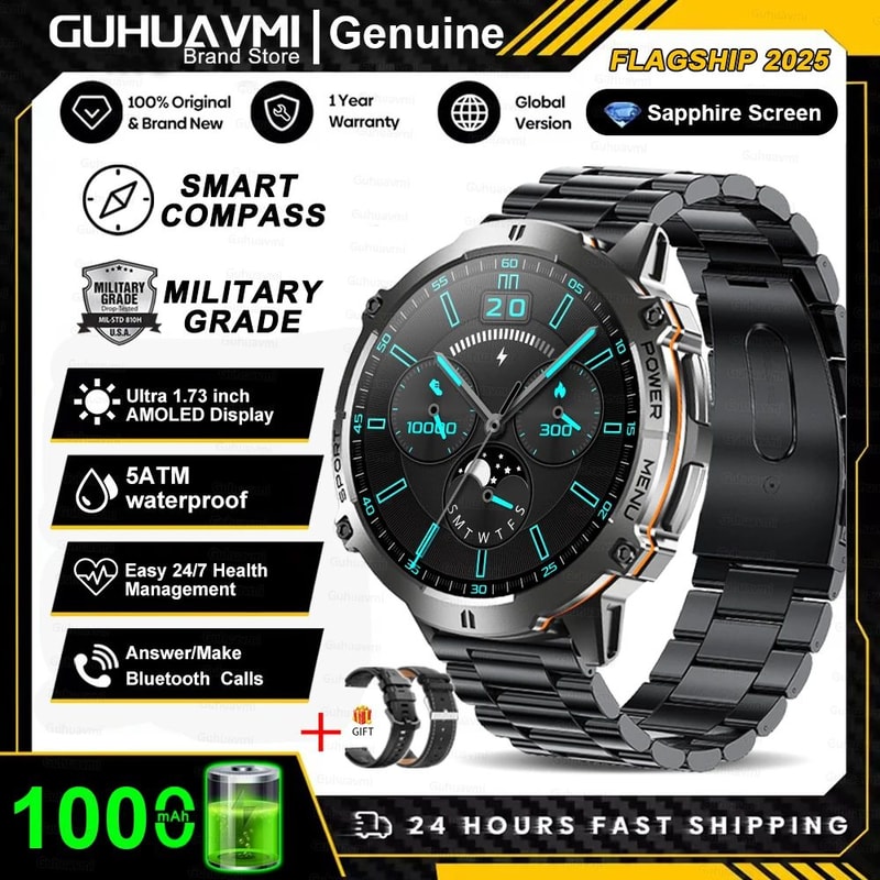 TRex 3 Military Smart Watch GPS AMOLED Bluetooth Call Sports Fitness Tracker 8
