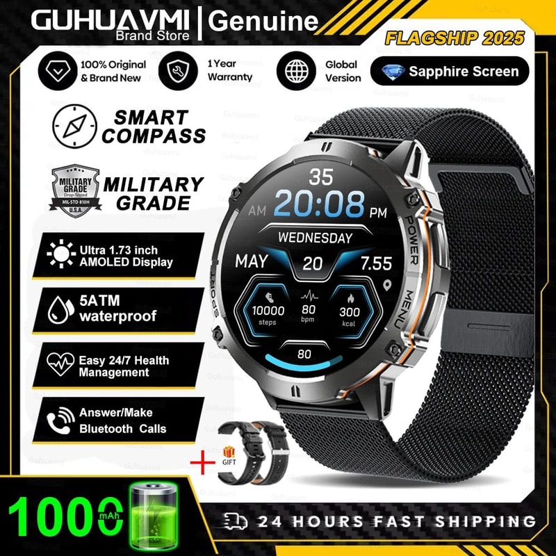 TRex 3 Military Smart Watch GPS AMOLED Bluetooth Call Sports Fitness Tracker 10