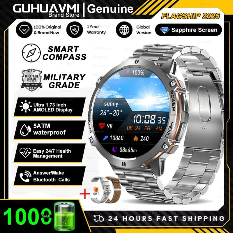 TRex 3 Military Smart Watch GPS AMOLED Bluetooth Call Sports Fitness Tracker 14