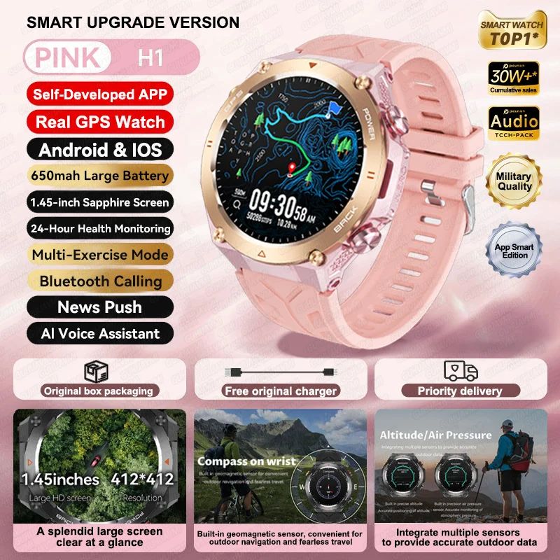 2025 AMOLED GPS Smart Watch Bluetooth Call Waterproof Fitness Tracker For Men Women 7