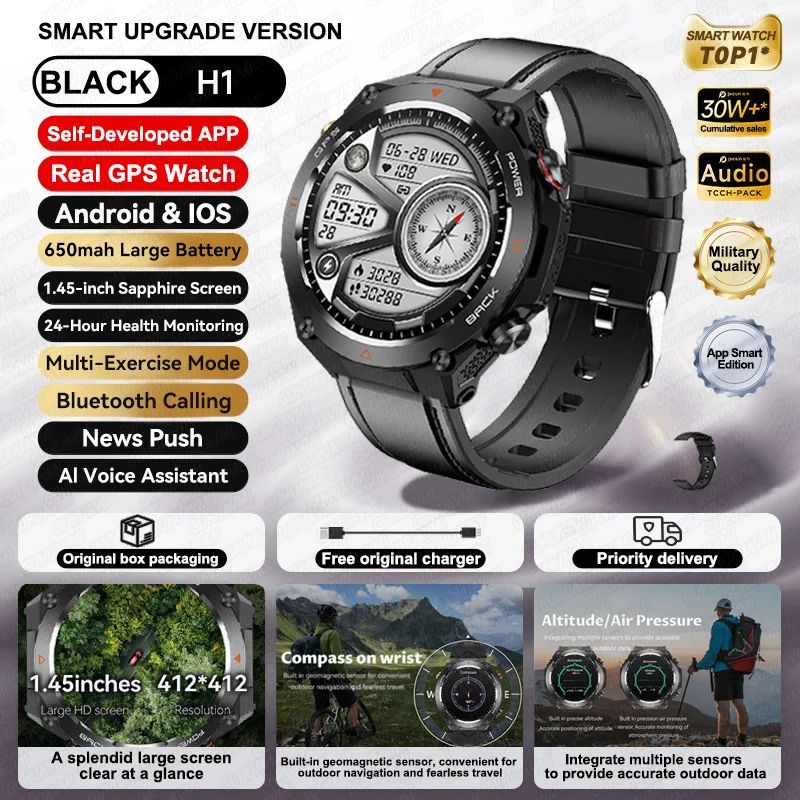 2025 AMOLED GPS Smart Watch Bluetooth Call Waterproof Fitness Tracker For Men Women 8
