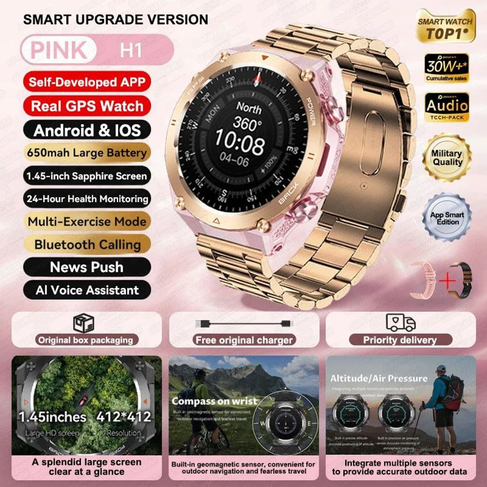 2025 AMOLED GPS Smart Watch Bluetooth Call Waterproof Fitness Tracker For Men Women 14
