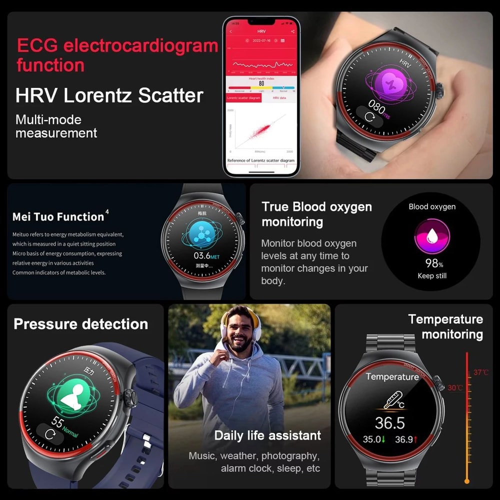 2025 Health Monitoring Smart Watch AMOLED Bluetooth Call Fitness Tracker With Heart Rate Sleep Mo 2