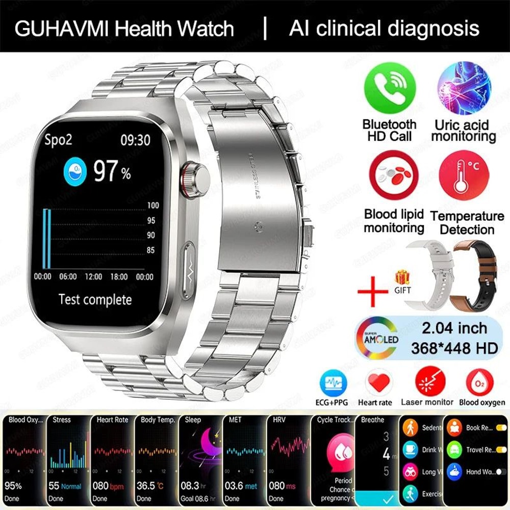 2025 Health Smart Watch AMOLED Bluetooth Call Fitness Tracker With ECG Wellness Monitoring 15