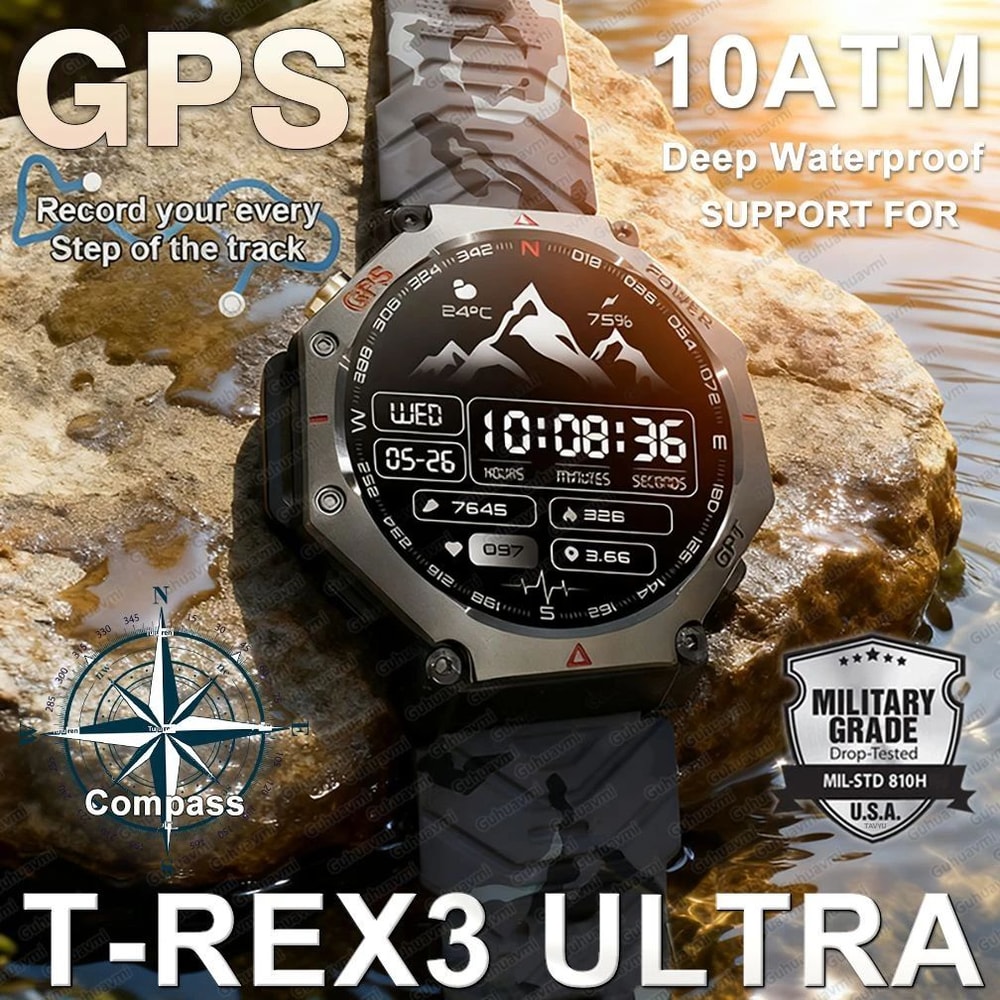 TRex 3 Ultra GPS Military Smart Watch AMOLED Waterproof Sports Fitness Tracker With Bluetooth Call 0