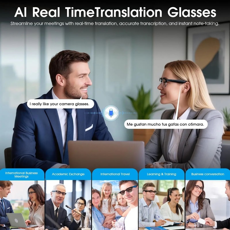 2026 AI Smart Glasses 4K Camera Bluetooth Call Sunglasses With Voice Translation 5