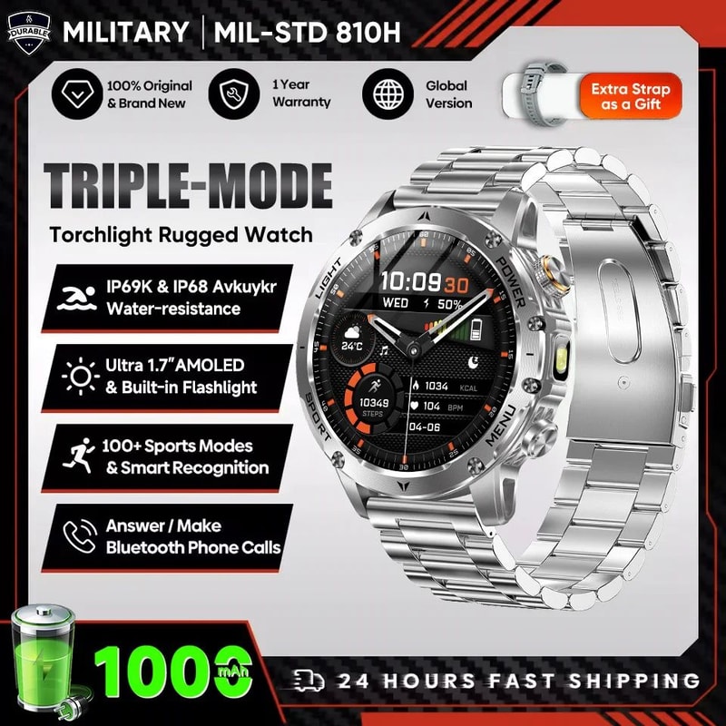 2025 AMOLED GPS Smart Watch Bluetooth Call NFC Fitness Tracker With 1000mAh Battery 12