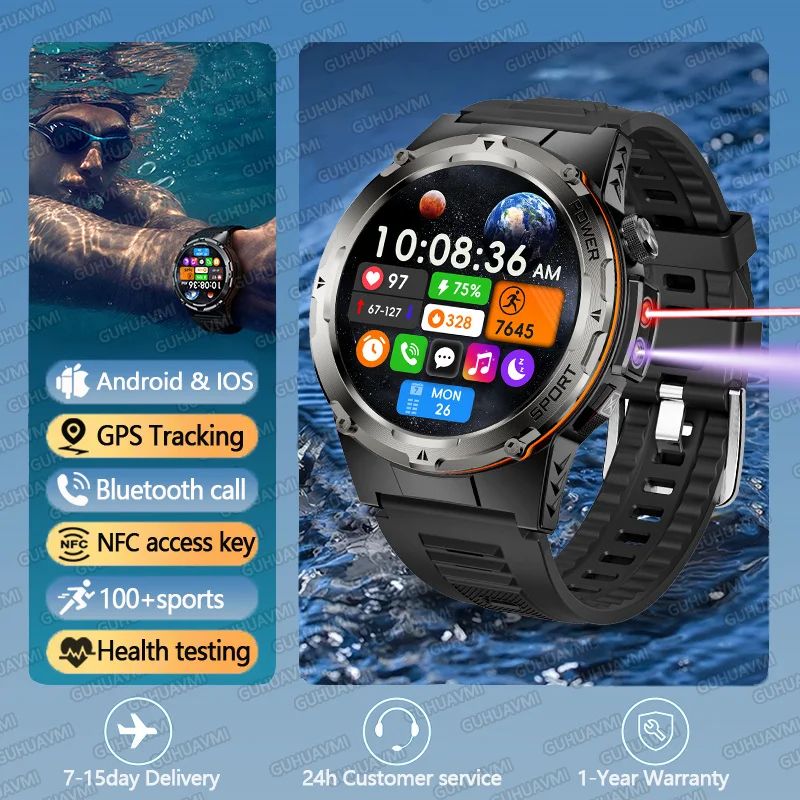TRex 3 GPS Military Smart Watch AMOLED Waterproof Fitness Tracker With NFC Bluetooth Call 6