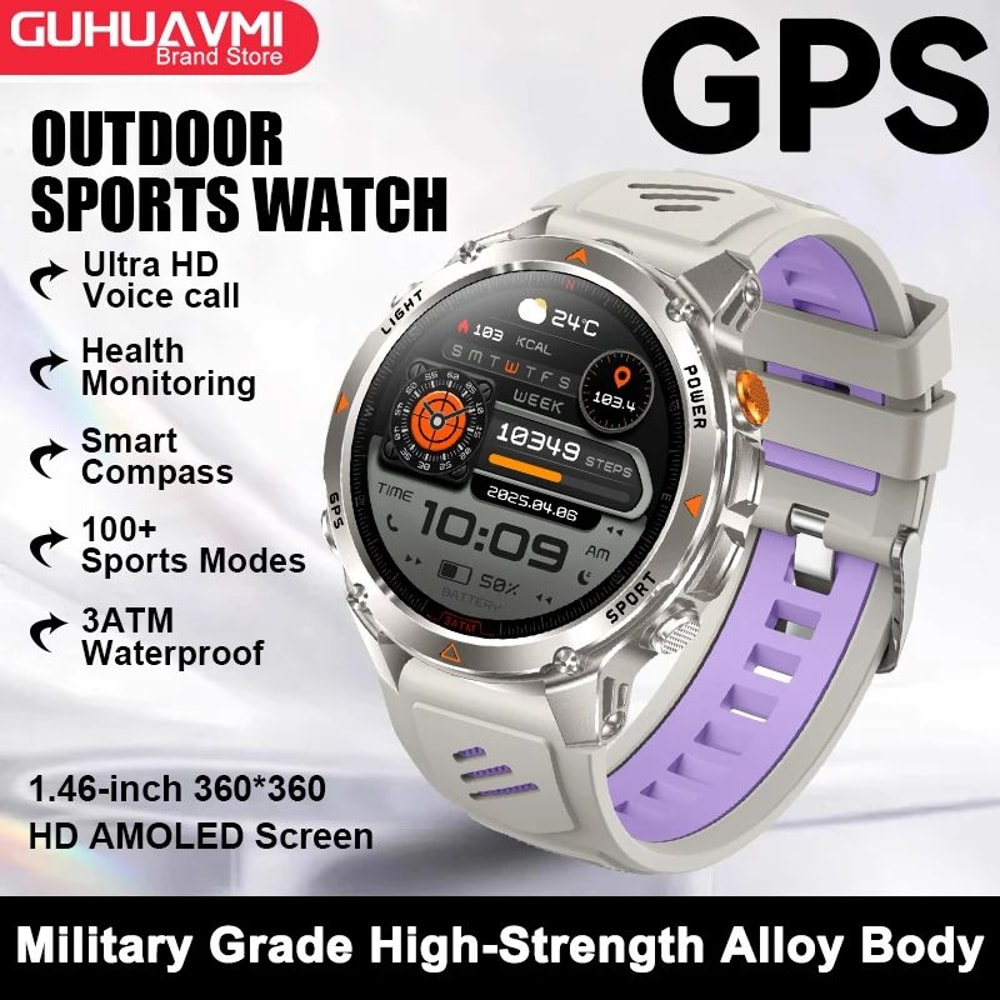 2025 GPS Navigation AMOLED Smart Watch Bluetooth Call Waterproof Fitness Tracker For Men Women 12