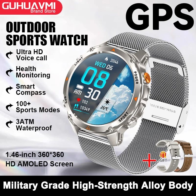 2025 GPS Navigation AMOLED Smart Watch Bluetooth Call Waterproof Fitness Tracker For Men Women 17