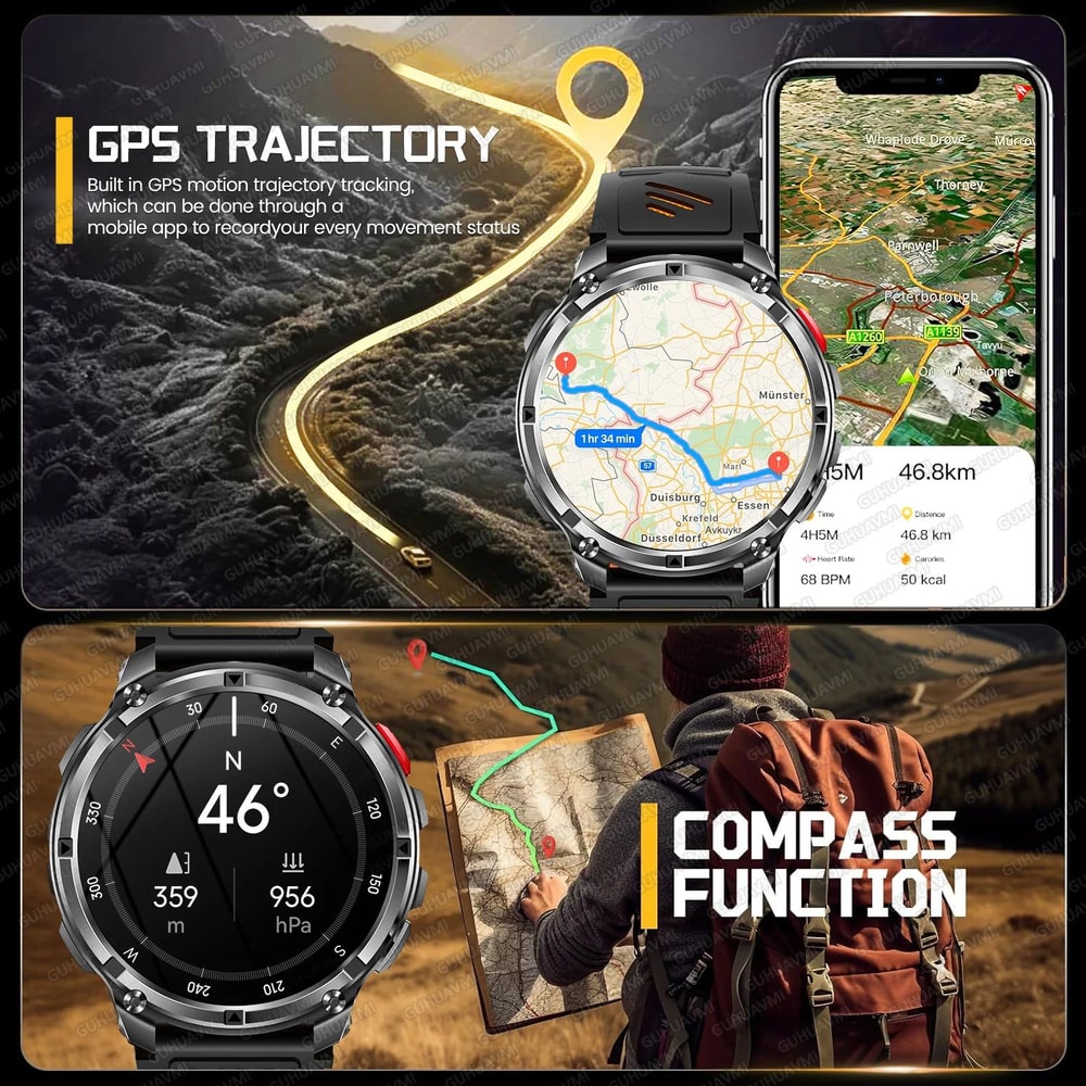 2026 TRex 3 Pro GPS Smart Watch AMOLED Military Waterproof Fitness Tracker With Bluetooth Call 2
