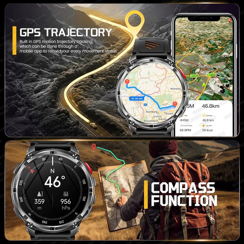 2026 TRex 3 Pro GPS Smart Watch AMOLED Military Waterproof Fitness Tracker With Bluetooth Call 2
