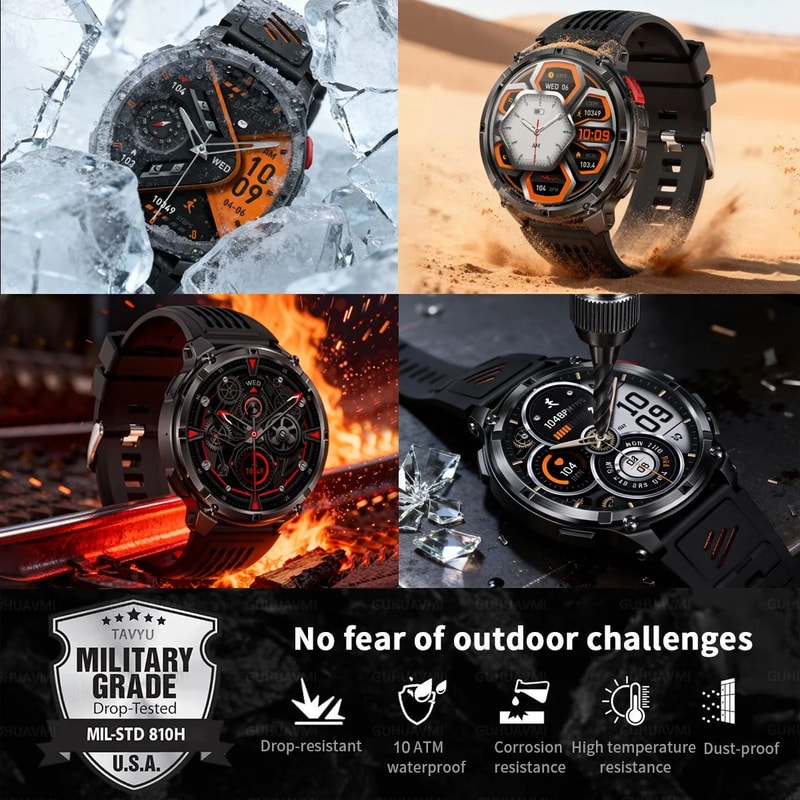 2026 TRex 3 Pro GPS Smart Watch AMOLED Military Waterproof Fitness Tracker With Bluetooth Call 5