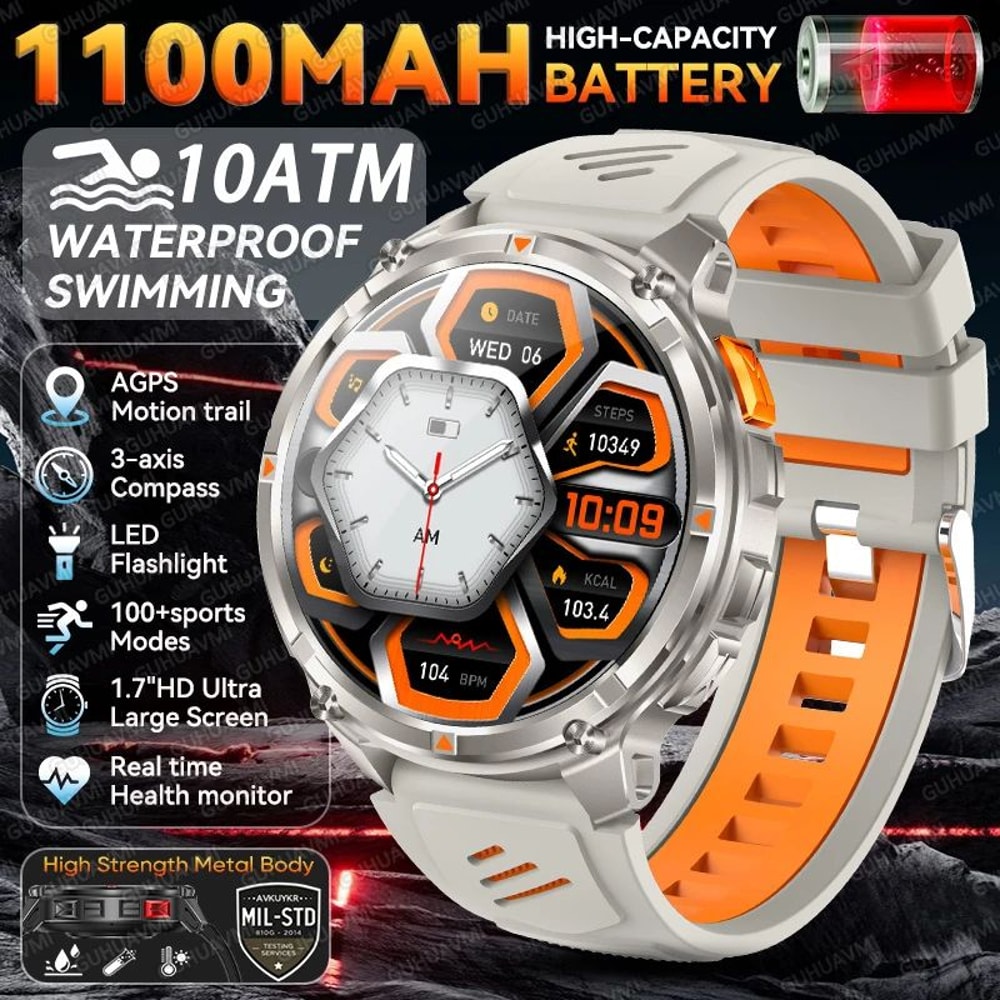 2026 TRex 3 Pro GPS Smart Watch AMOLED Military Waterproof Fitness Tracker With Bluetooth Call 10