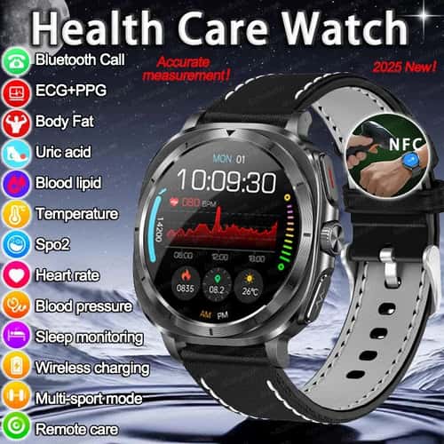 2025 AMOLED ECG Smart Watch – Bluetooth Call NFC Fitness & Wellness Tracker