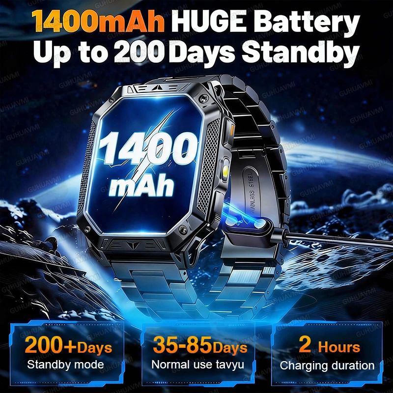 2026 TANK Military GPS Smart Watch 201in AMOLED Waterproof Fitness Tracker With 1400mAh Battery 0