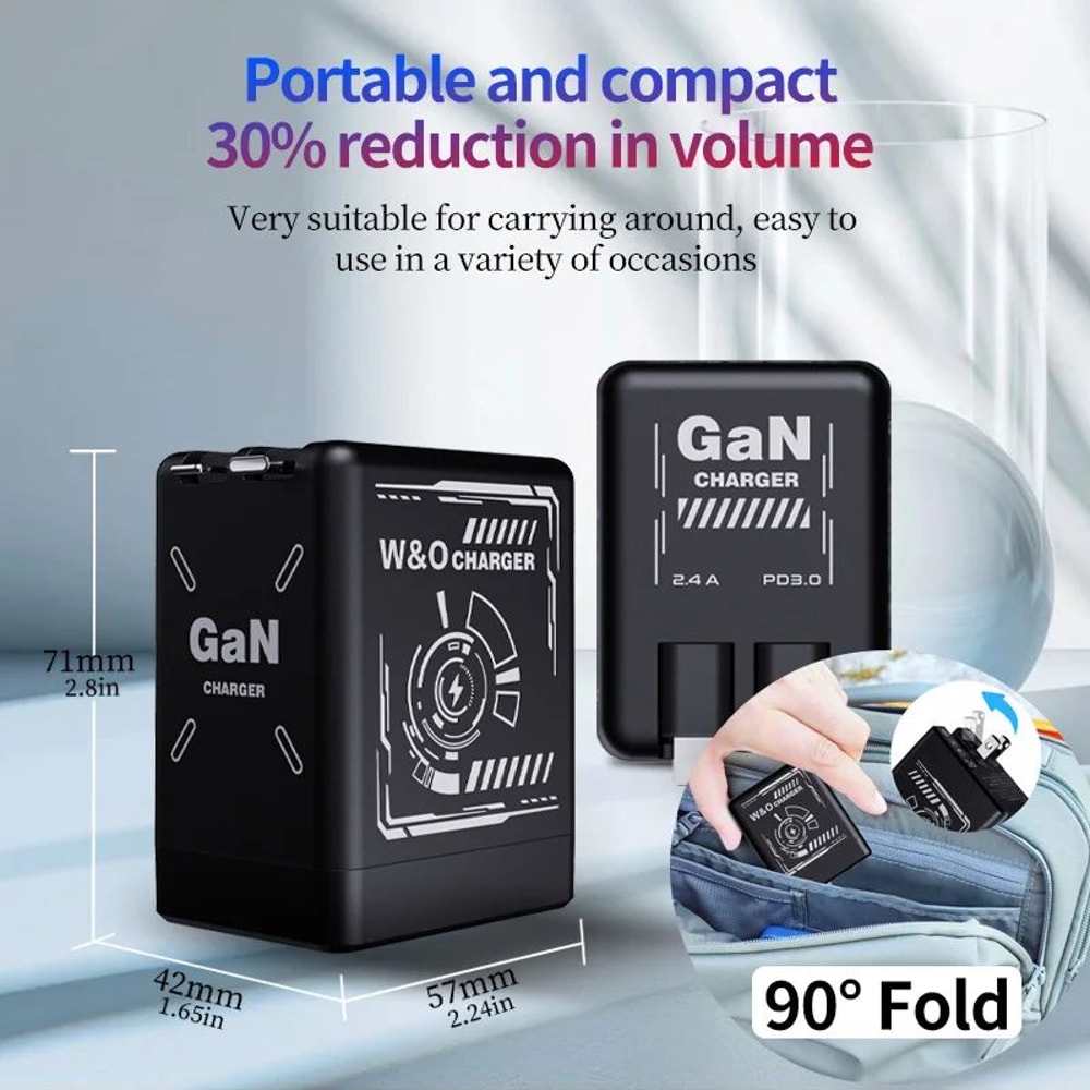 65W GaN USB C Fast Charger PD Quick Charge 30 Multi Port Wall Adapter For IPhone Samsung Huawei Xia 4