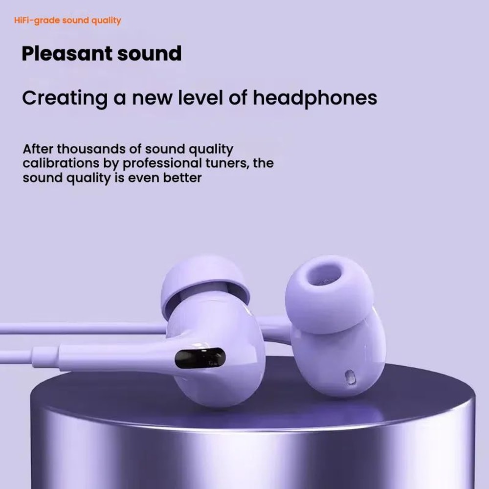 394ft TypeC Wired Earphones HiFi Stereo Headphones With Microphone Noise Cancelling Sport Earbuds F 2