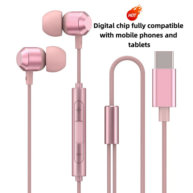 394 Ft TypeC HiFi Wired Earphones Digital Chip Stereo Headphones For Samsung IPhone Android 6