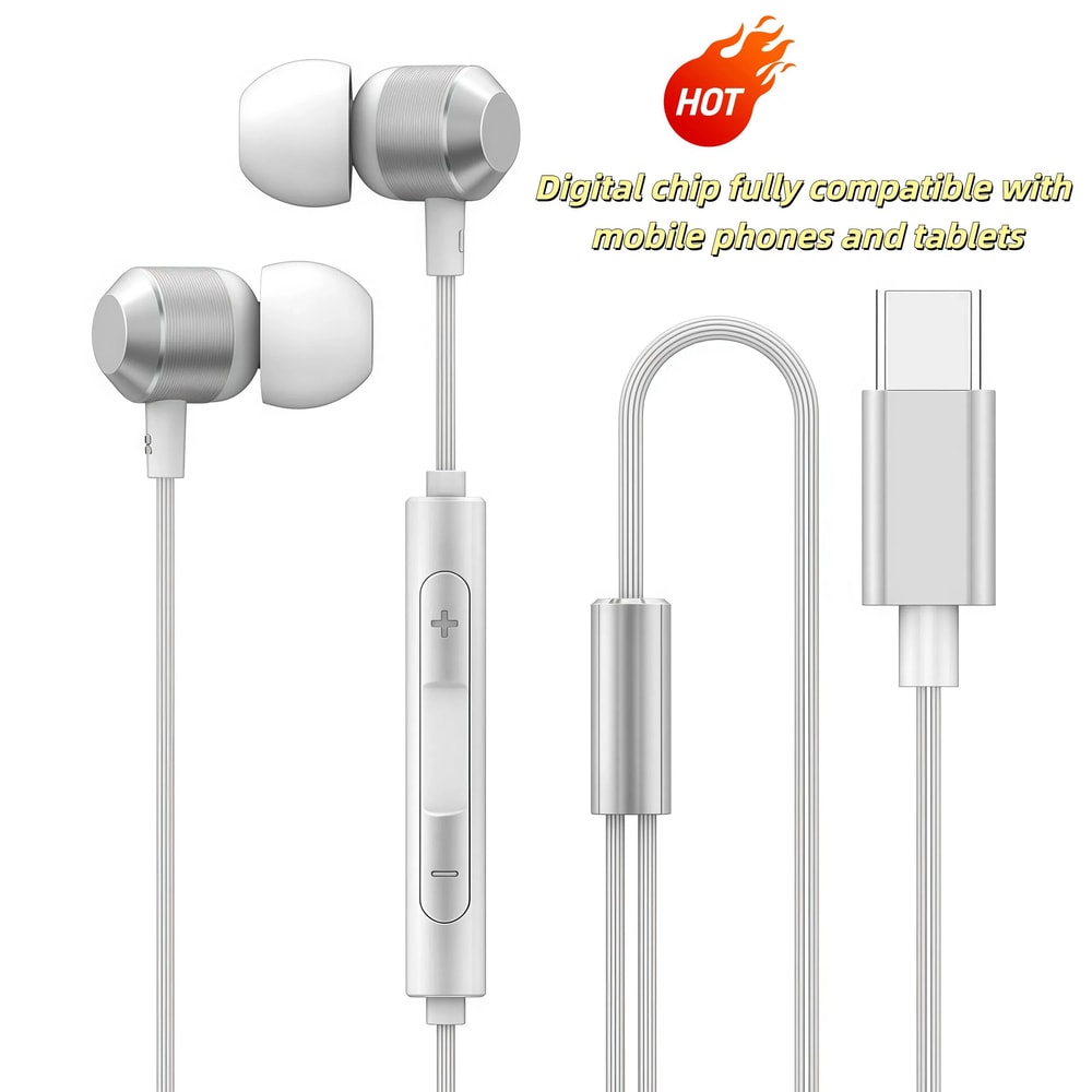 394 Ft TypeC HiFi Wired Earphones Digital Chip Stereo Headphones For Samsung IPhone Android 7